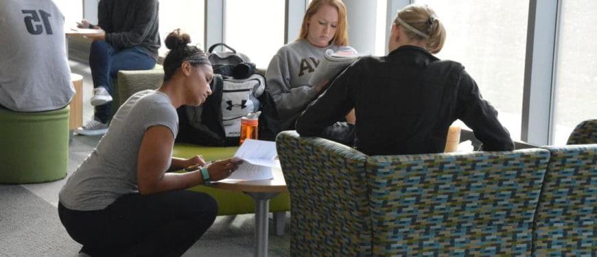Group of students studying in the Health Sciences Center